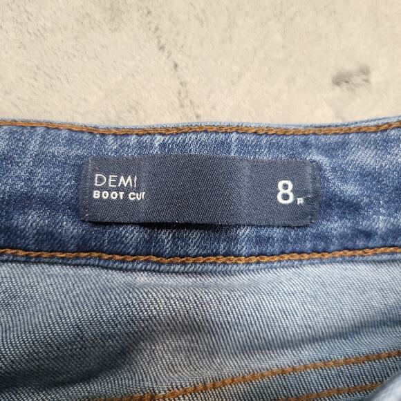 J. Jill Denim Jeans Womens 8P Blue Demi Boot Cut Stretch Raw Frayed Hem Petite - Picture 3 of 11